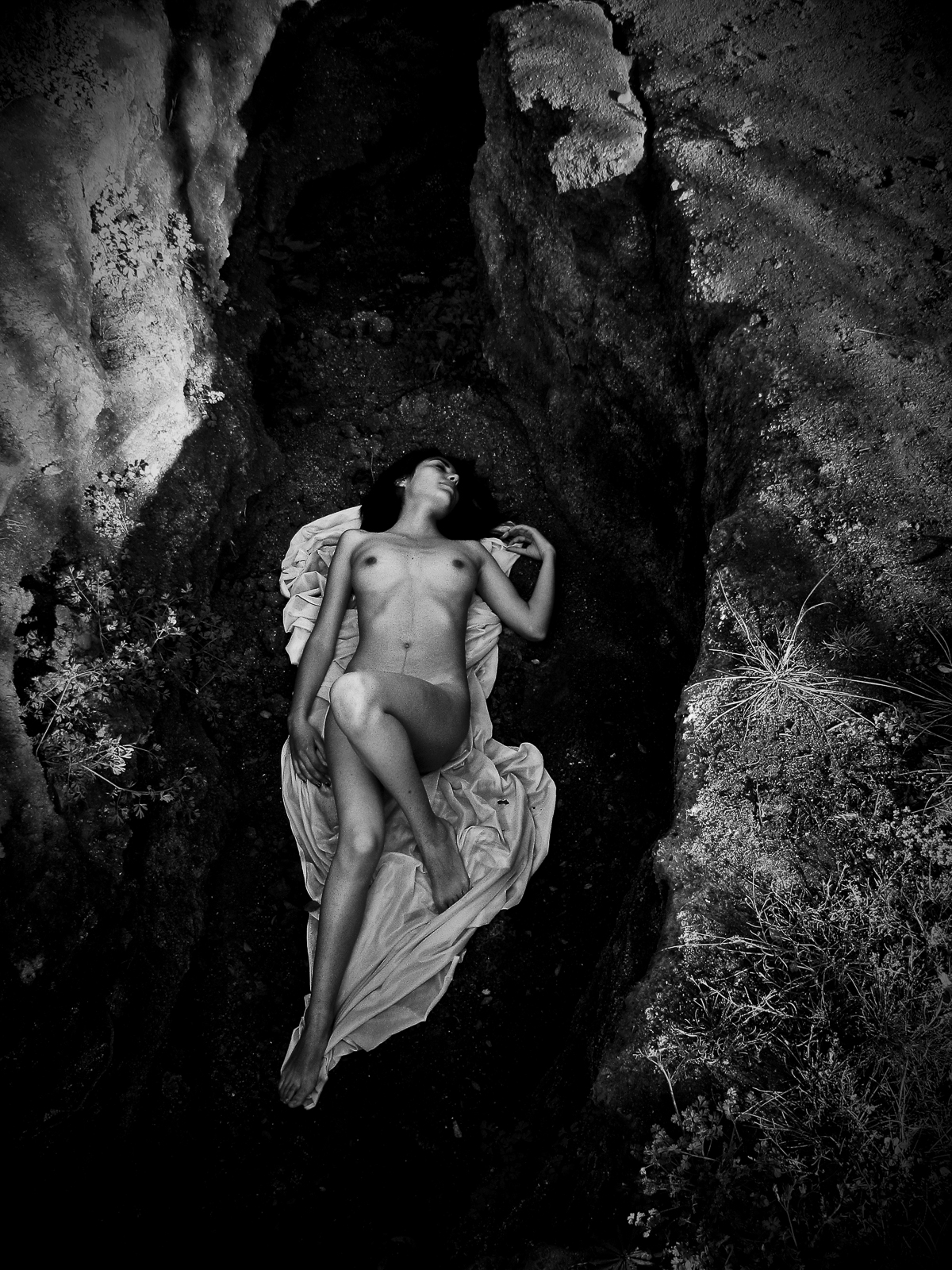 Human figure and nature in nude art photography